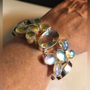 Rainbow Fire Topaz Stamped 925 Sterling Silver Bracelet